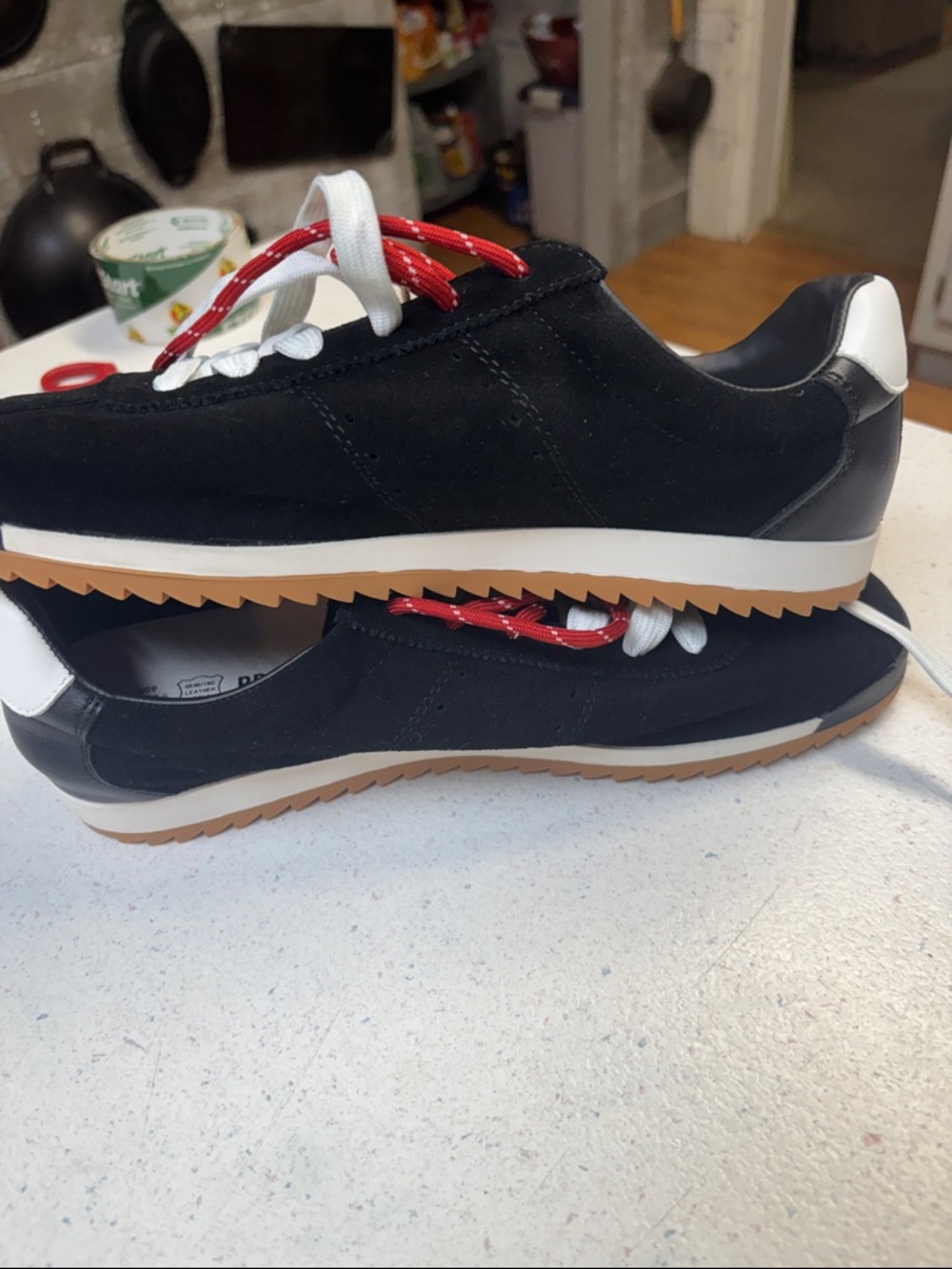 Project Cloud Women’s Black Suede Sneakers with Red and White Laces